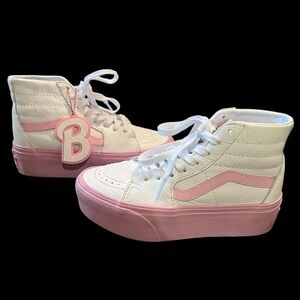 Girl’s High-Top Sneakers in Pink and White